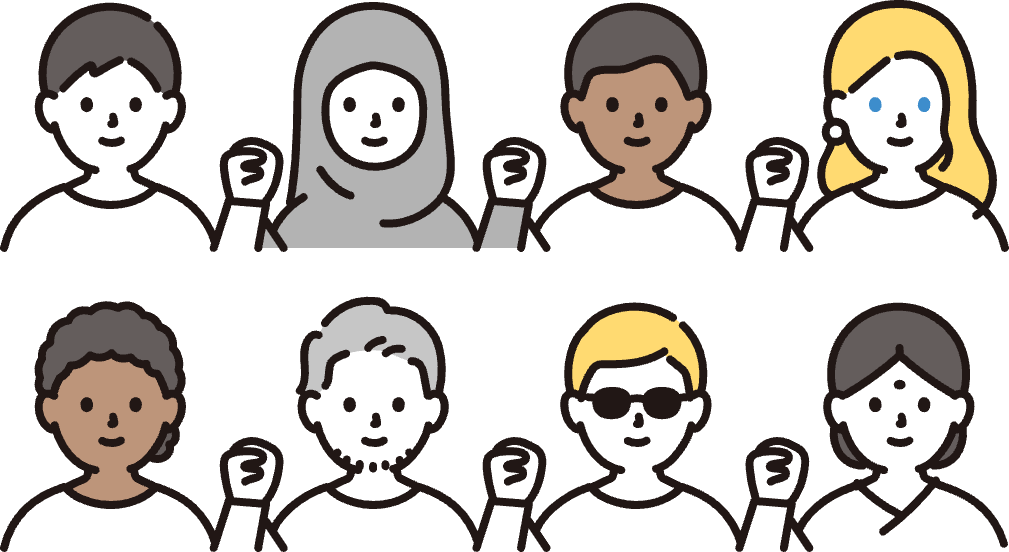 多様な国籍の従業員のイラスト